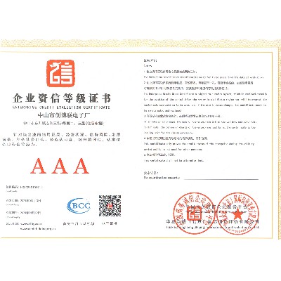 Enterprise credit rating certificate