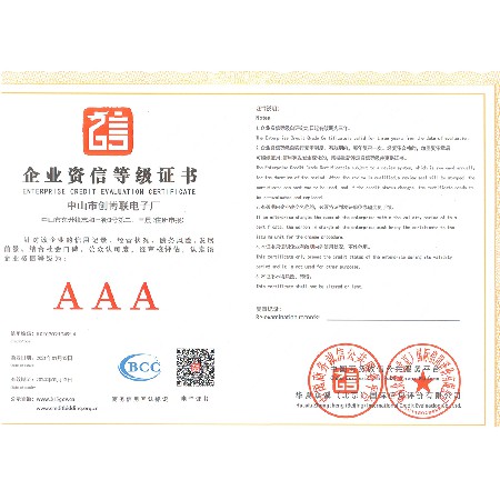 Enterprise credit rating certificate